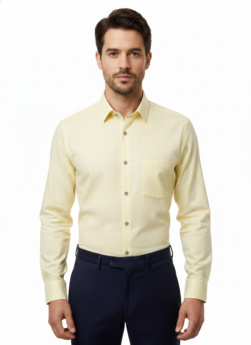 Light Yellow Pure Cotton Shirt - A304