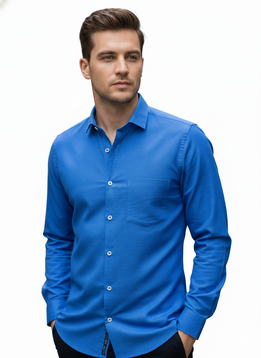 Dark Blue Pure Cotton Shirt - A308