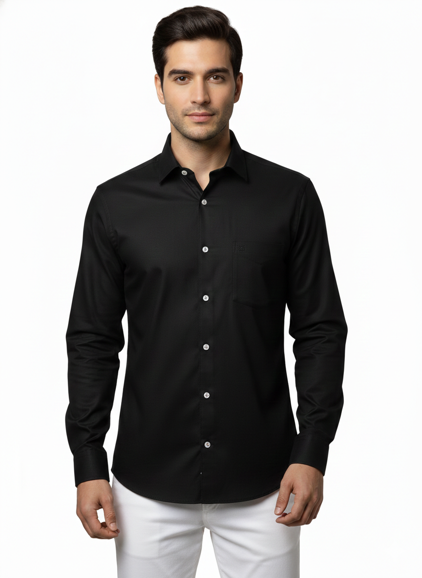 Black Pure Cotton Shirt - A302