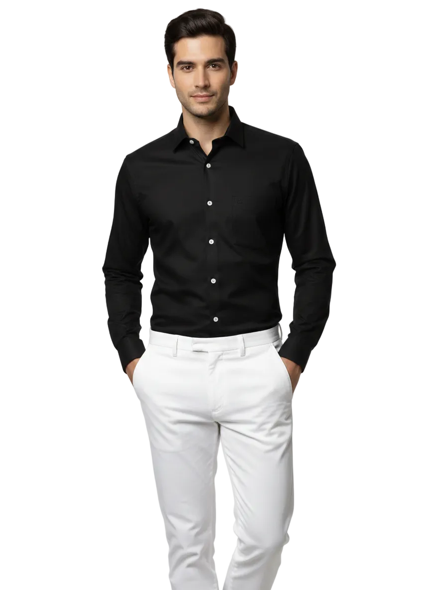 Black Pure Cotton Shirt - A302