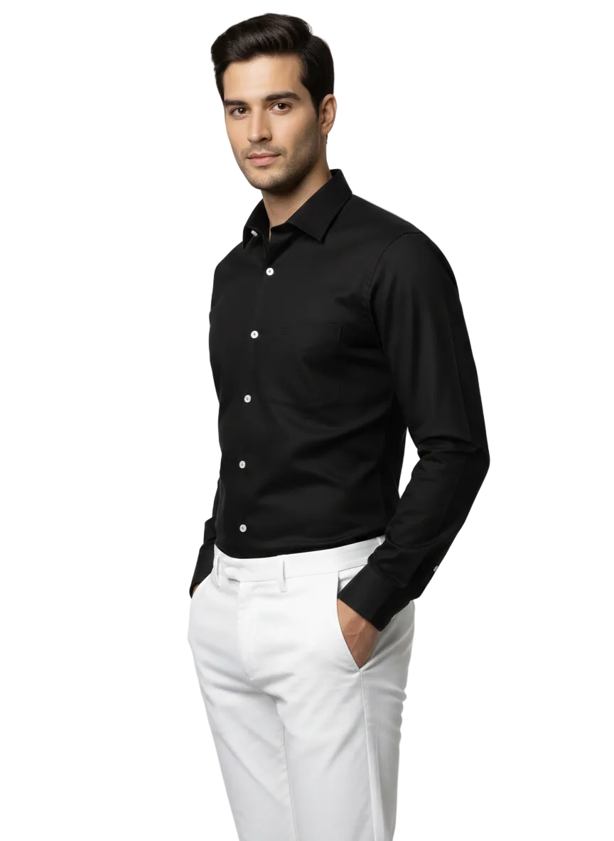 Black Pure Cotton Shirt - A302
