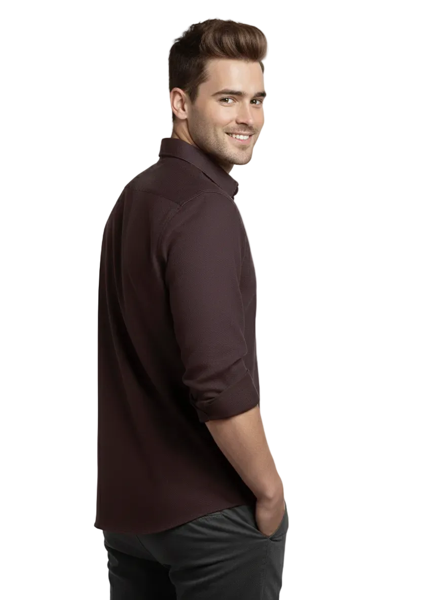 Dark Brown Pure Cotton Shirt- A300