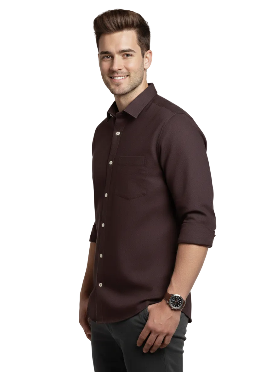 Dark Brown Pure Cotton Shirt- A300