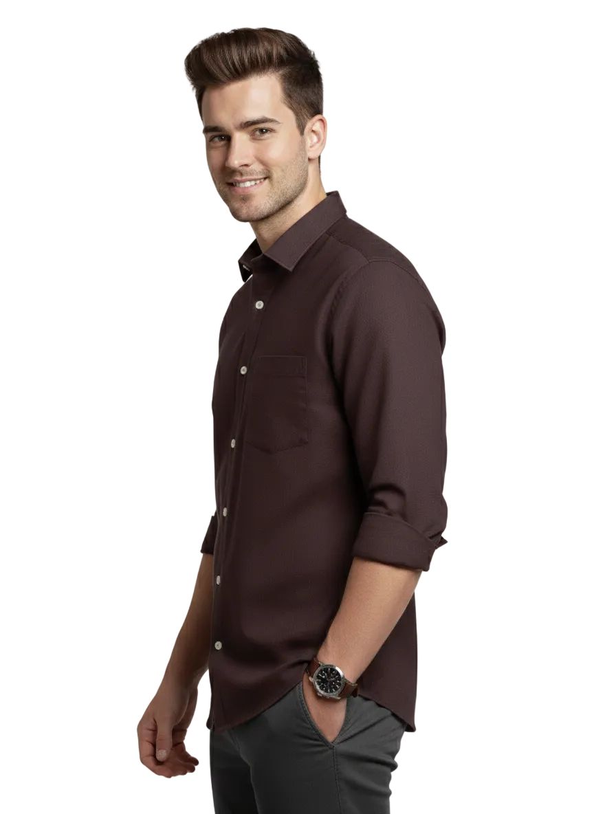 Dark Brown Pure Cotton Shirt- A300