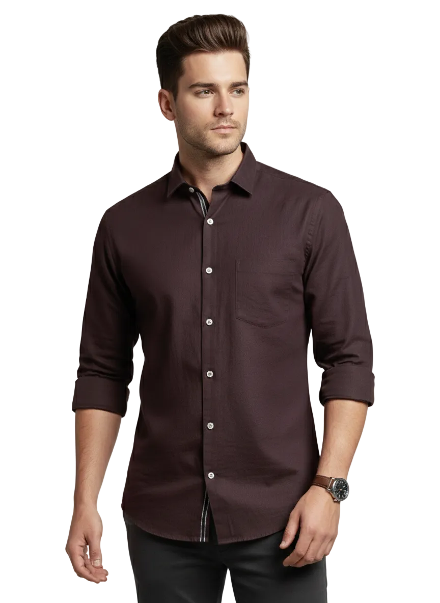Dark Brown Pure Cotton Shirt- A300