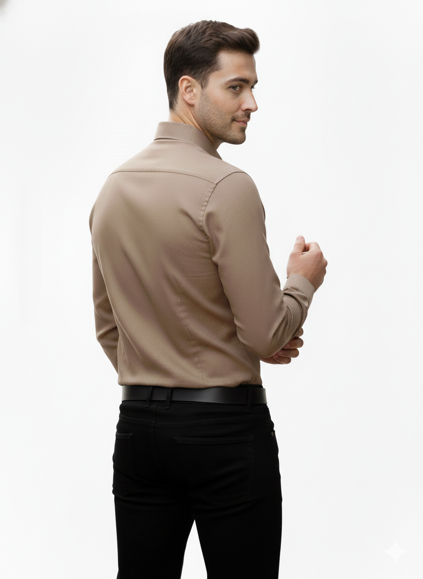 Dark Khaki Pure Cotton Shirt - A299