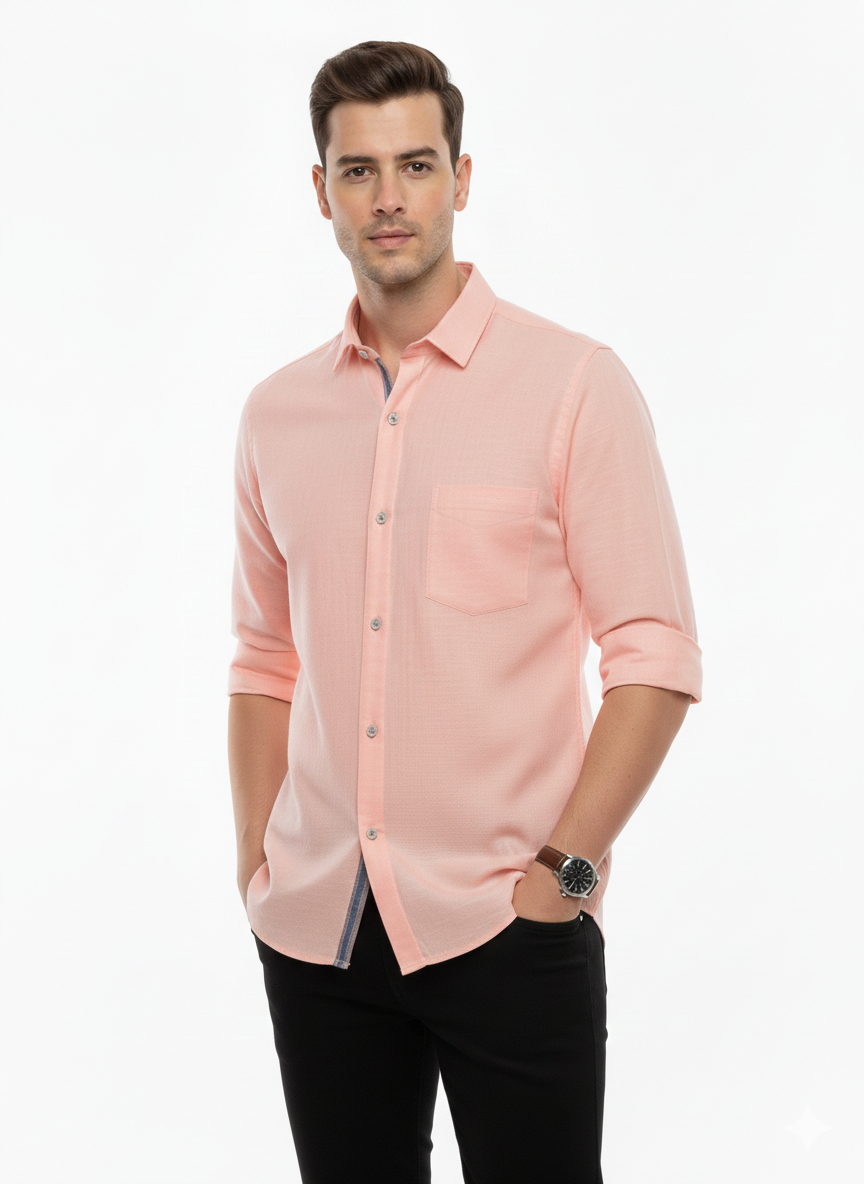 Peach Pure Cotton Shirt- A305