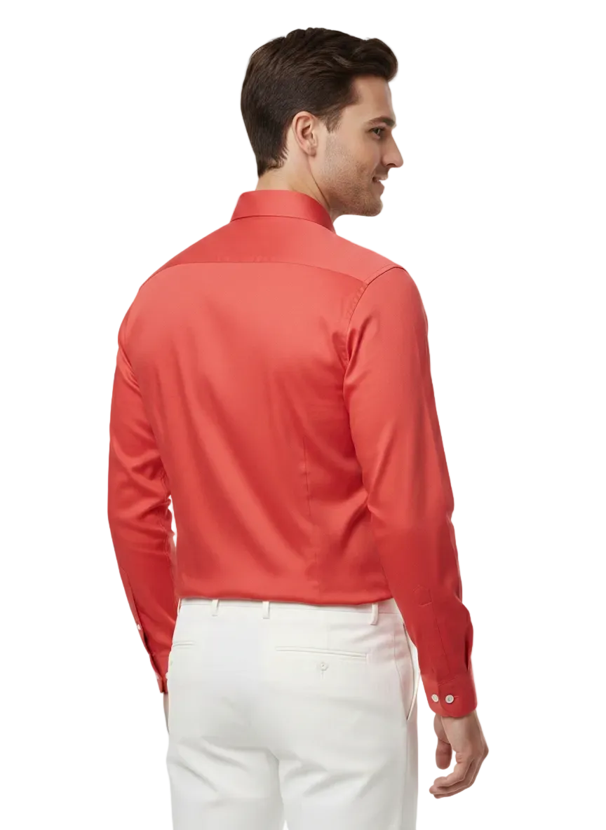Coral Red Fine Cotton Shirt - F161