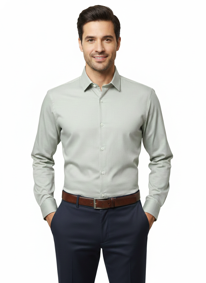 Light Grey Fine Cotton Shirt - F172