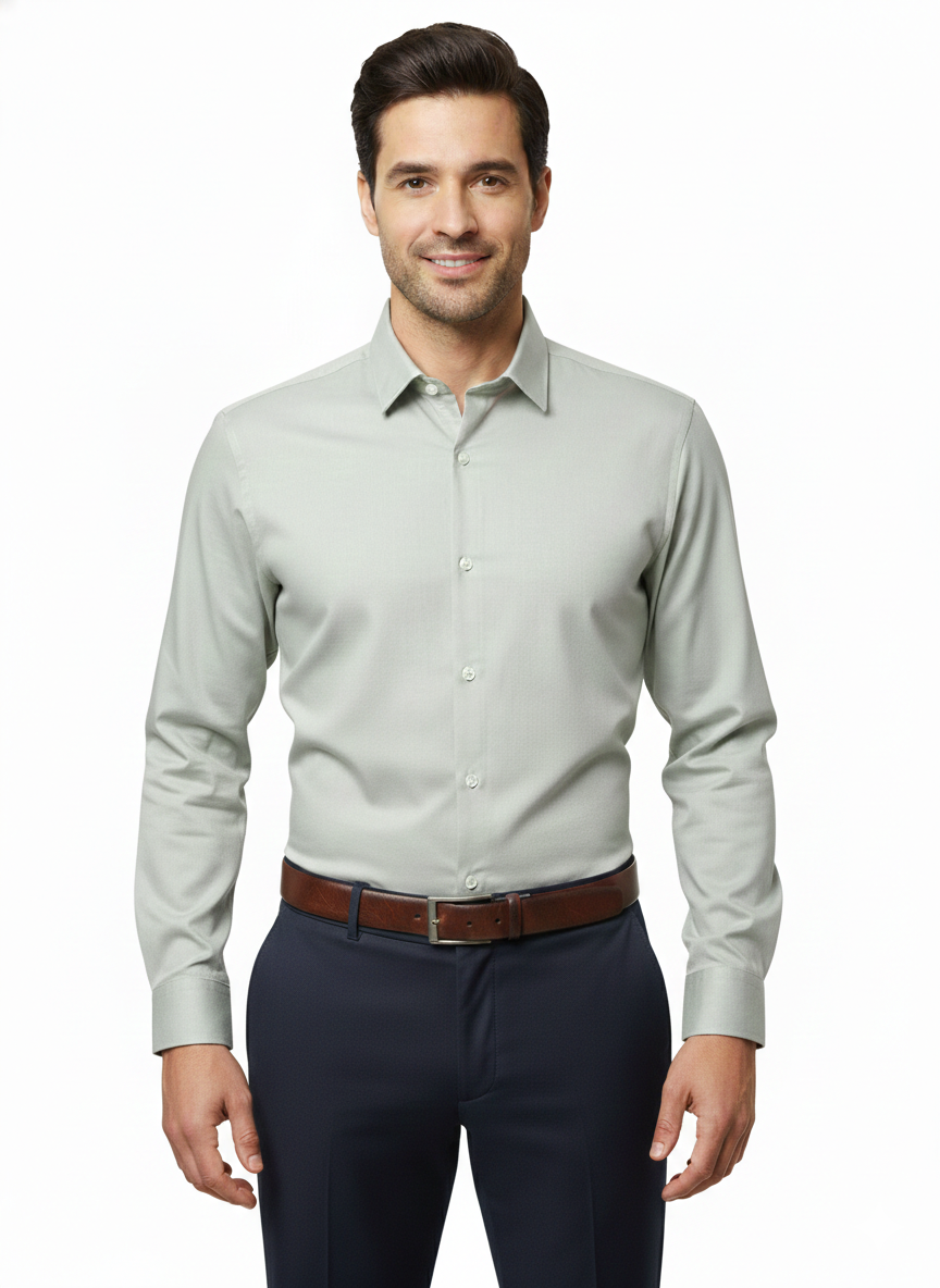 Light Grey Fine Cotton Shirt - F172