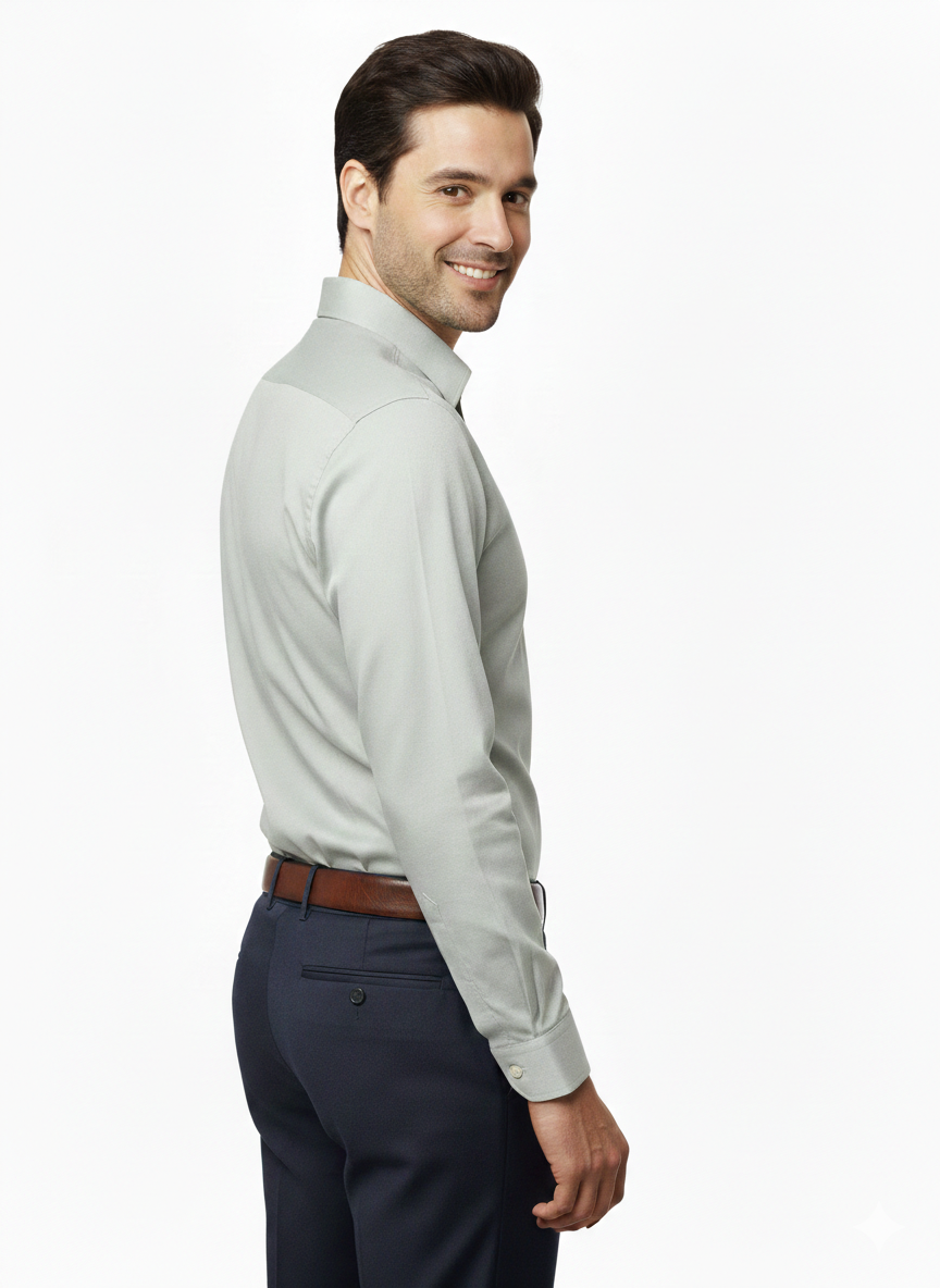 Light Grey Fine Cotton Shirt - F172