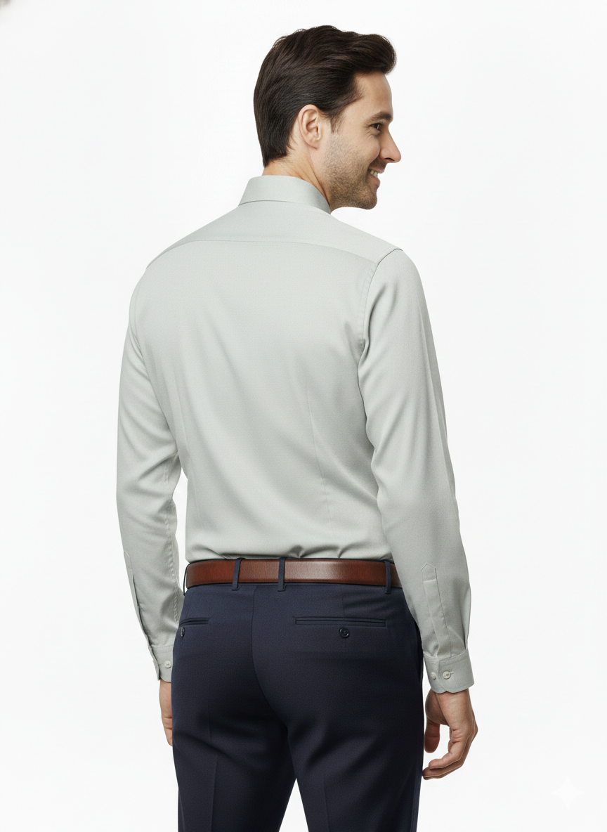 Light Grey Fine Cotton Shirt - F172
