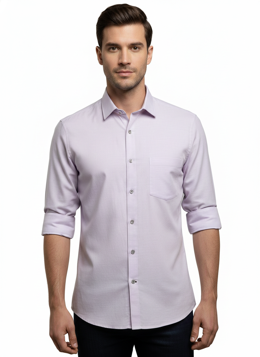 Light Purple Pure Cotton Shirt- A307