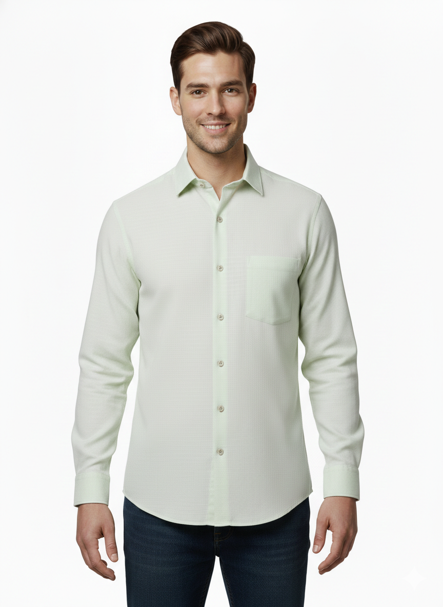Light Green Cotton Shirt - A312