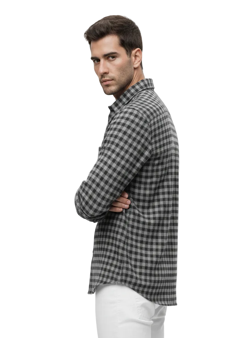 Grey and Black Checks Shirt H194