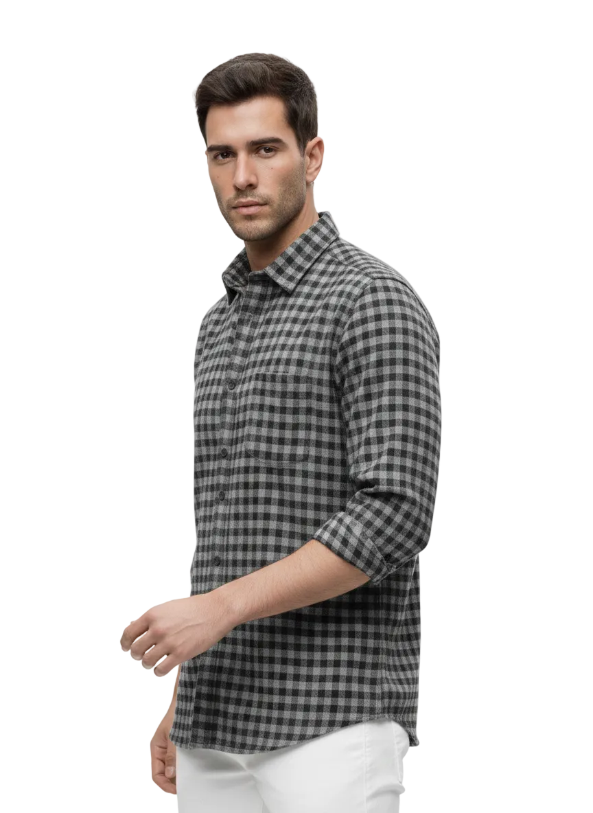 Grey and Black Checks Shirt H194