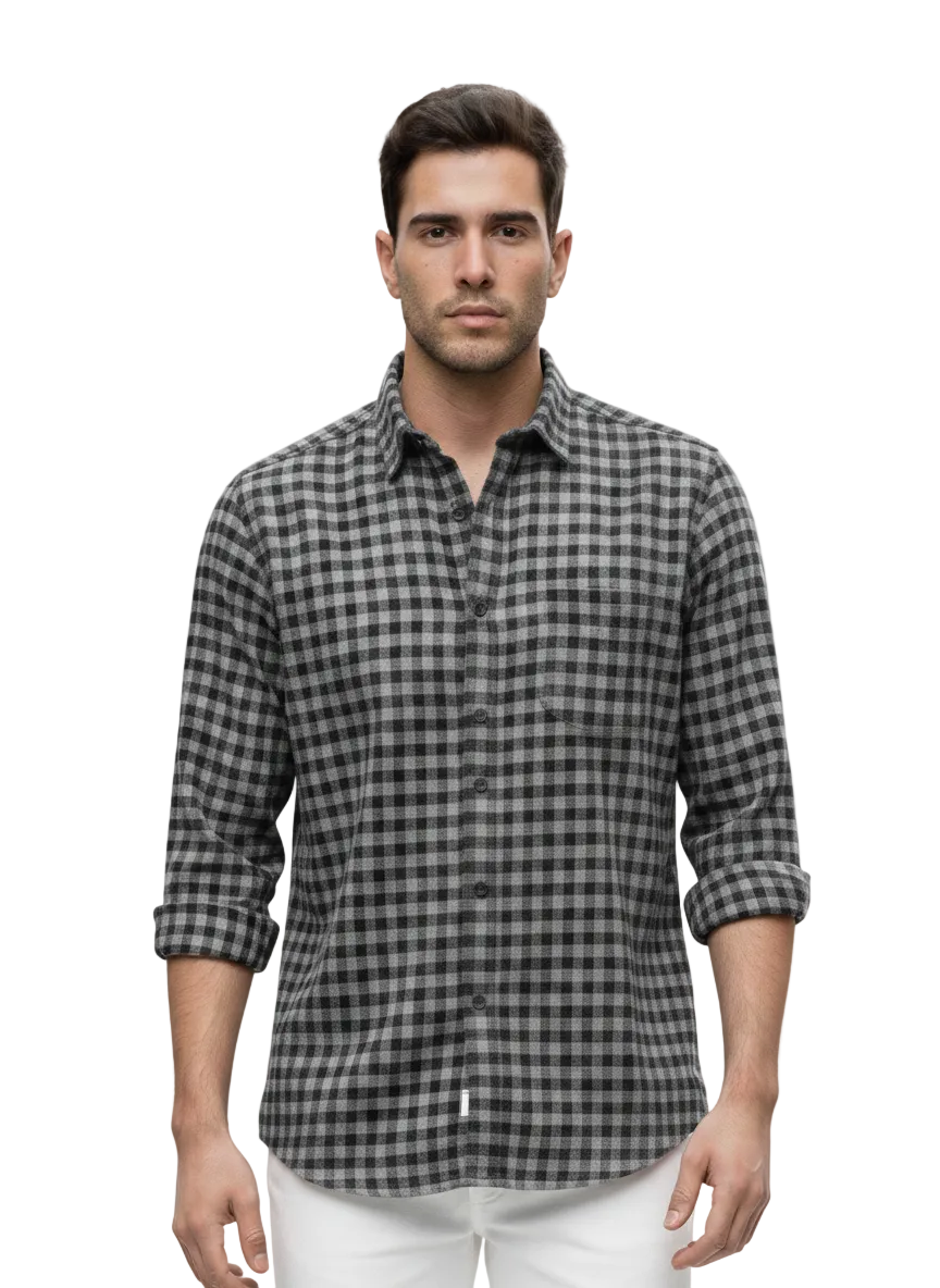 Grey and Black Checks Shirt H194