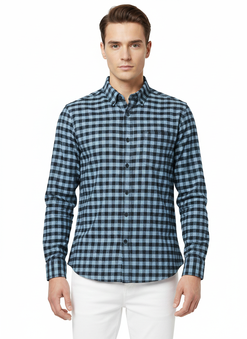 Blue and Black Checks Shirt H195