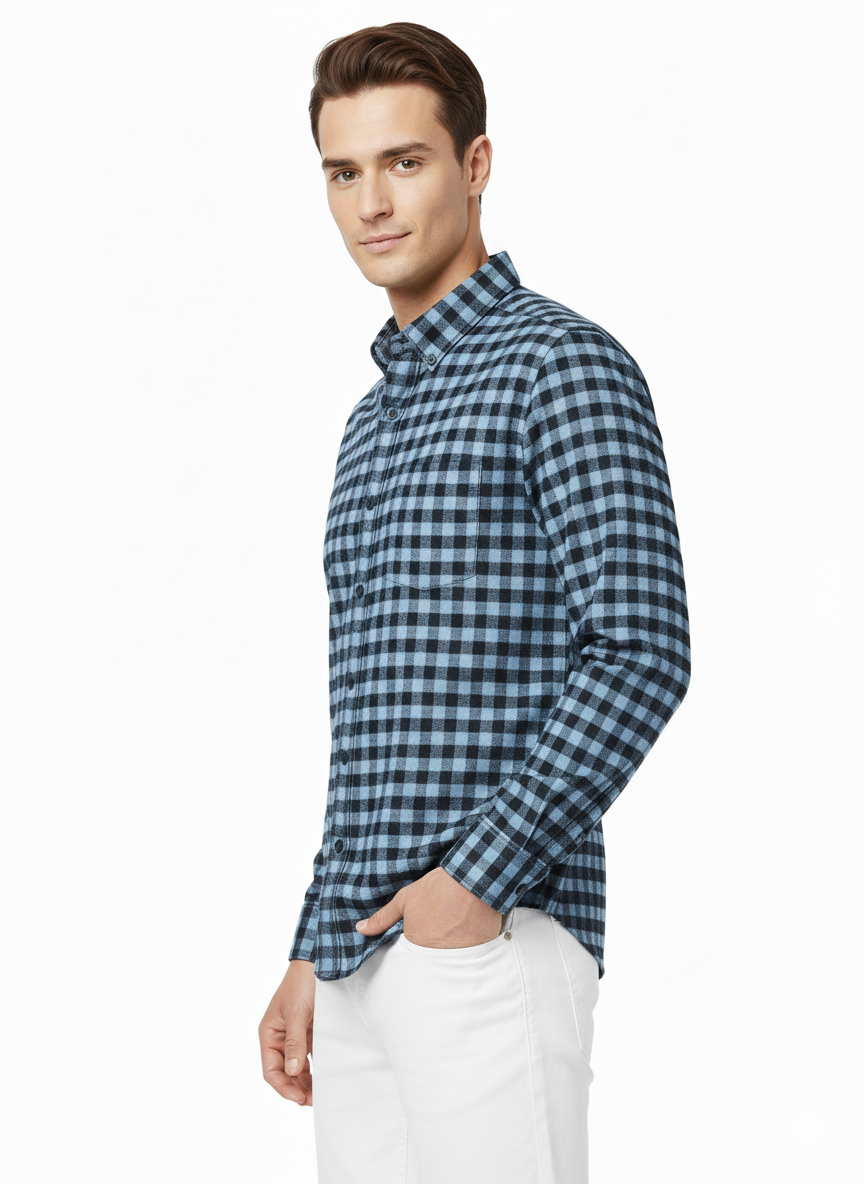 Blue and Black Checks Shirt H195