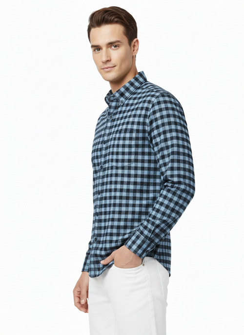 Blue and Black Checks Shirt H195