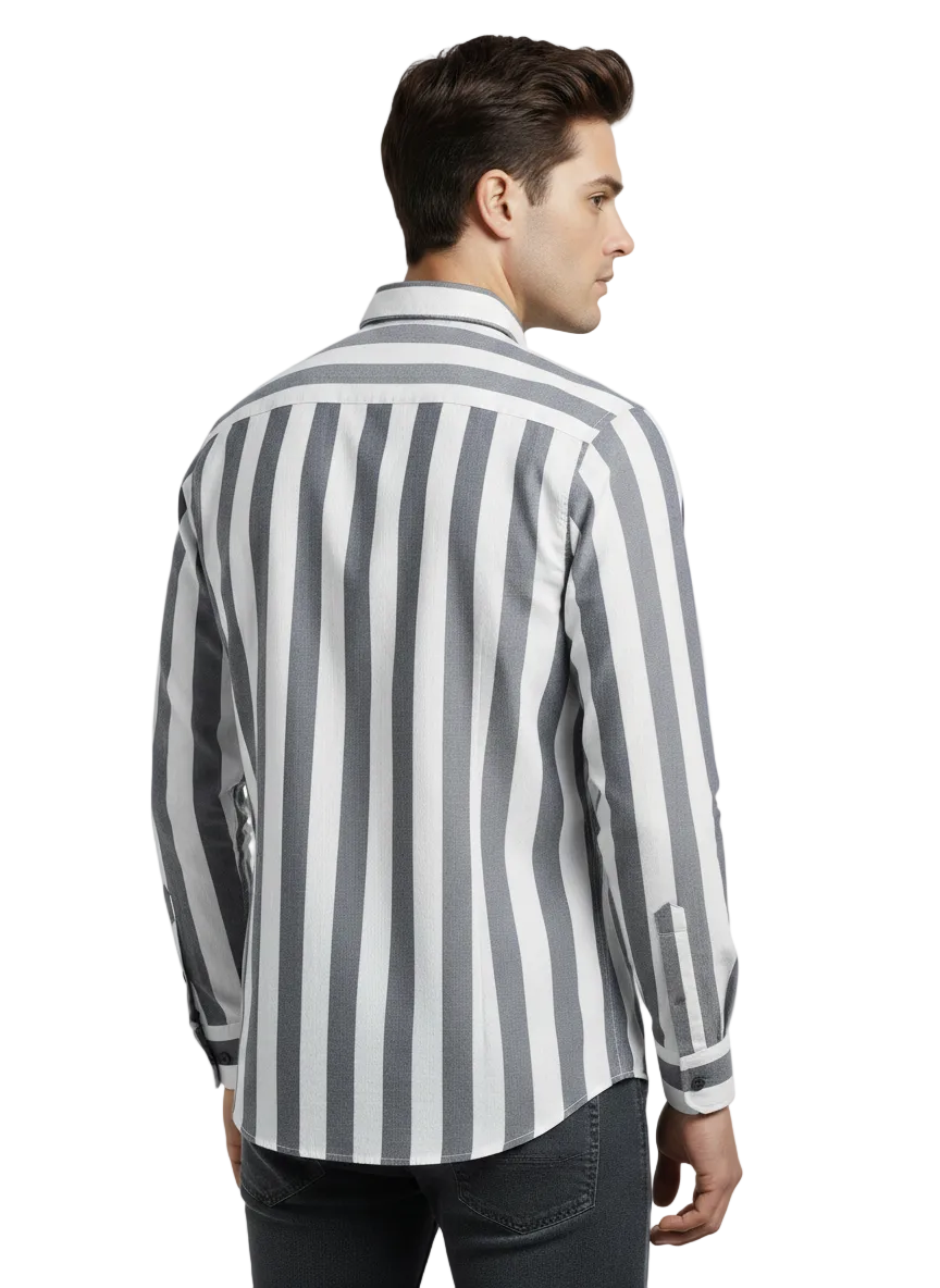 Dark Grey and White Lining Shirt H226