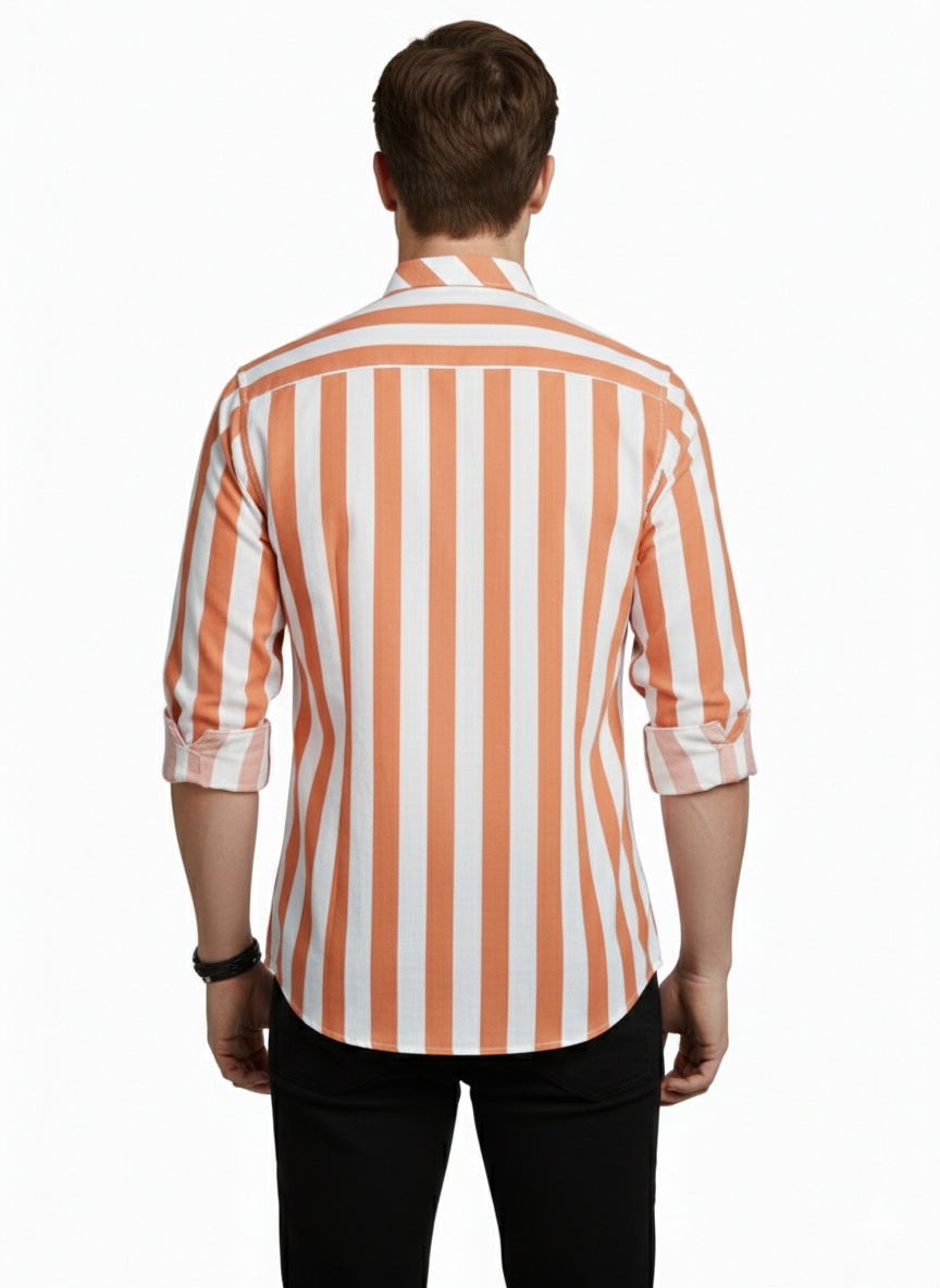 Orange and White Lining Shirt H228
