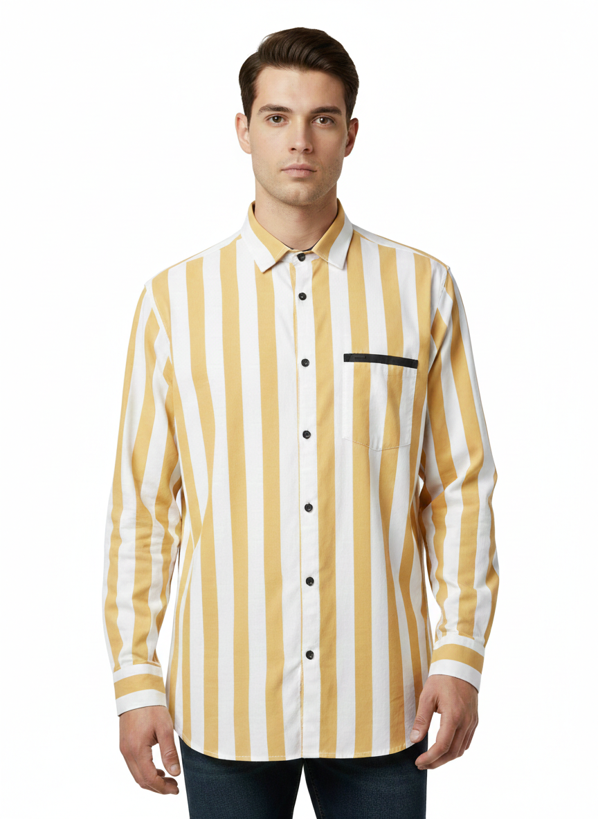 Yellow and White Lining Shirt H227