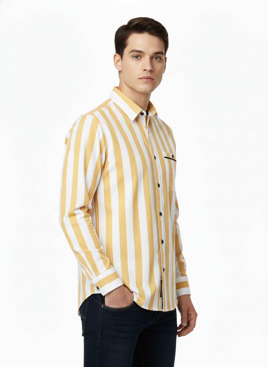 Yellow and White Lining Shirt H227