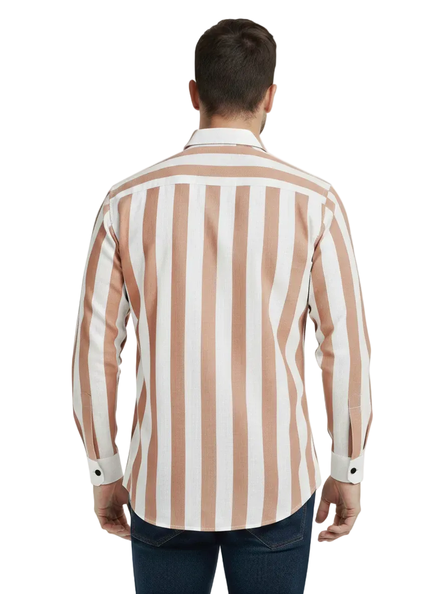 Brown and White Lining Shirt H225