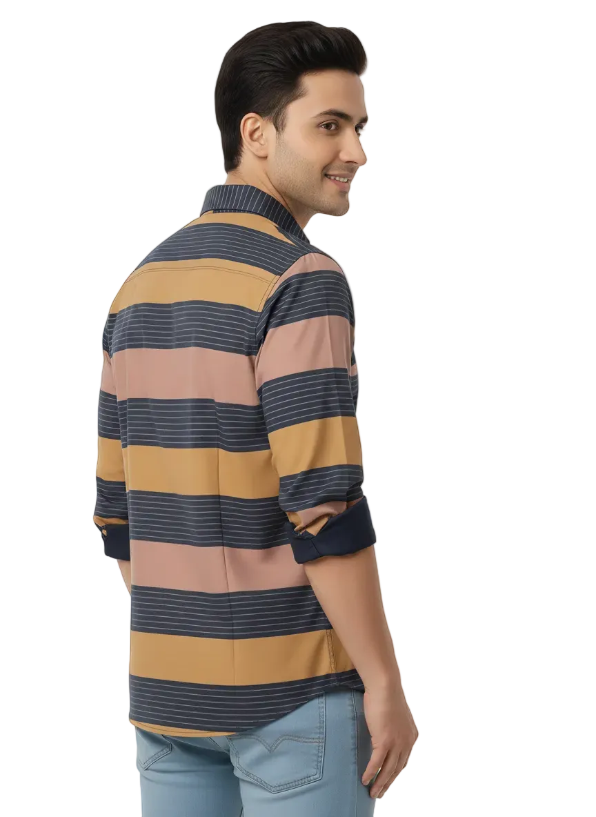 Dark Brown and Black Lining Shirt H197