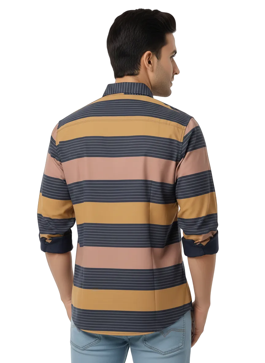 Dark Brown and Black Lining Shirt H197