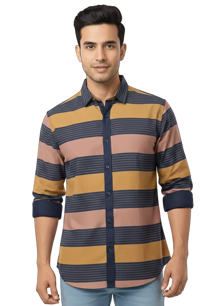 Dark Brown and Black Lining Shirt H197