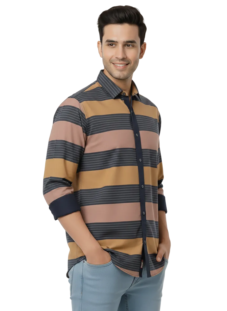 Dark Brown and Black Lining Shirt H197