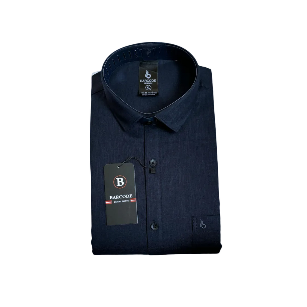Navy Blue Linen Shirt - L241