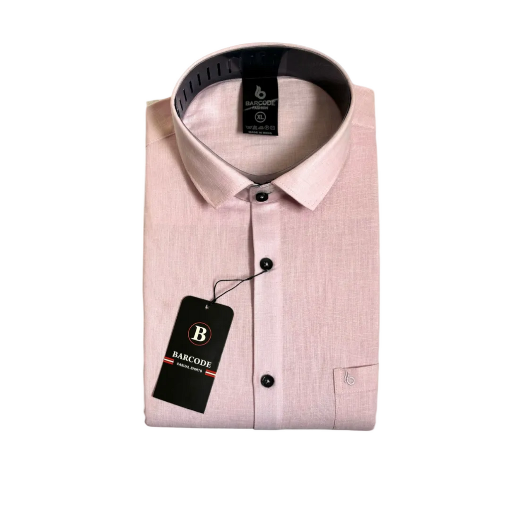 Men’s Light Pink Linen Cotton Shirt - L231