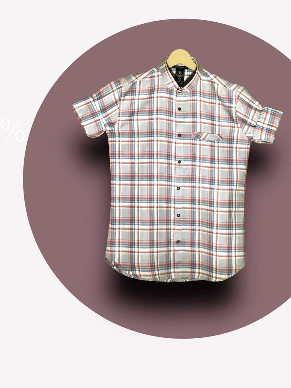 Men’s Premium Cotton Checks Shirt | Teal & Beige Checks