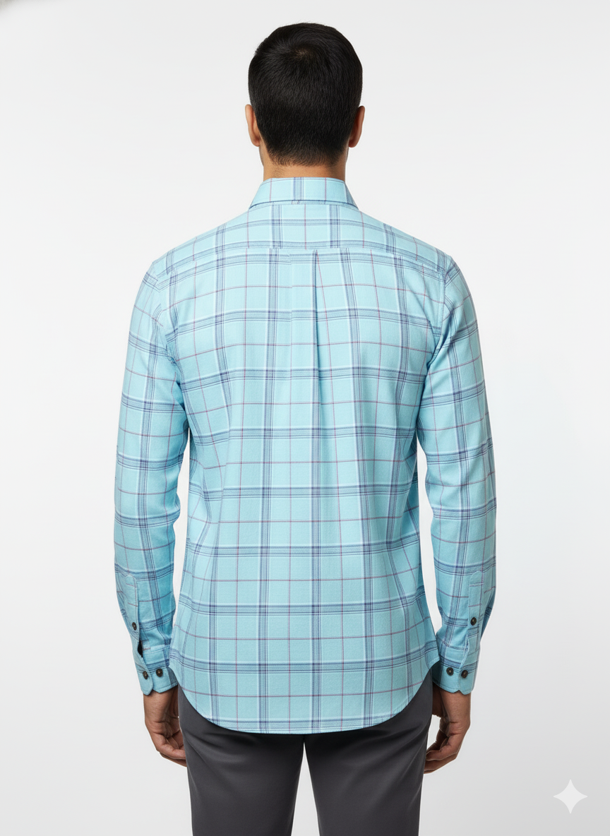 Men’s Premium Cotton Checks Shirt | Teal & Beige Checks (Copy) (Copy) (Copy)