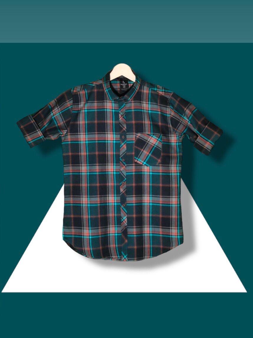 Men’s Premium Cotton Checks Shirt | Teal & Beige Checks (Copy)