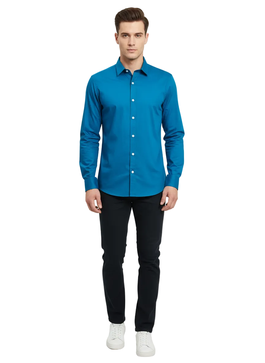 Blue Fine Cotton Shirt - C
