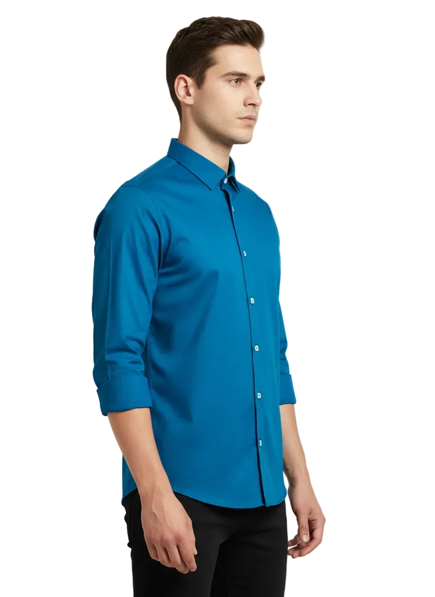 Blue Fine Cotton Shirt - C