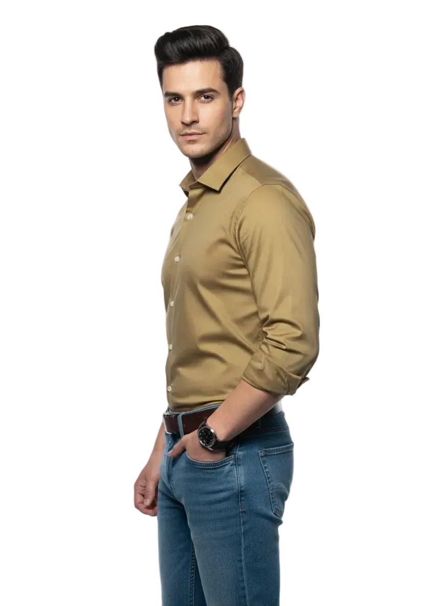 Khaki Fine Cotton Shirt F372