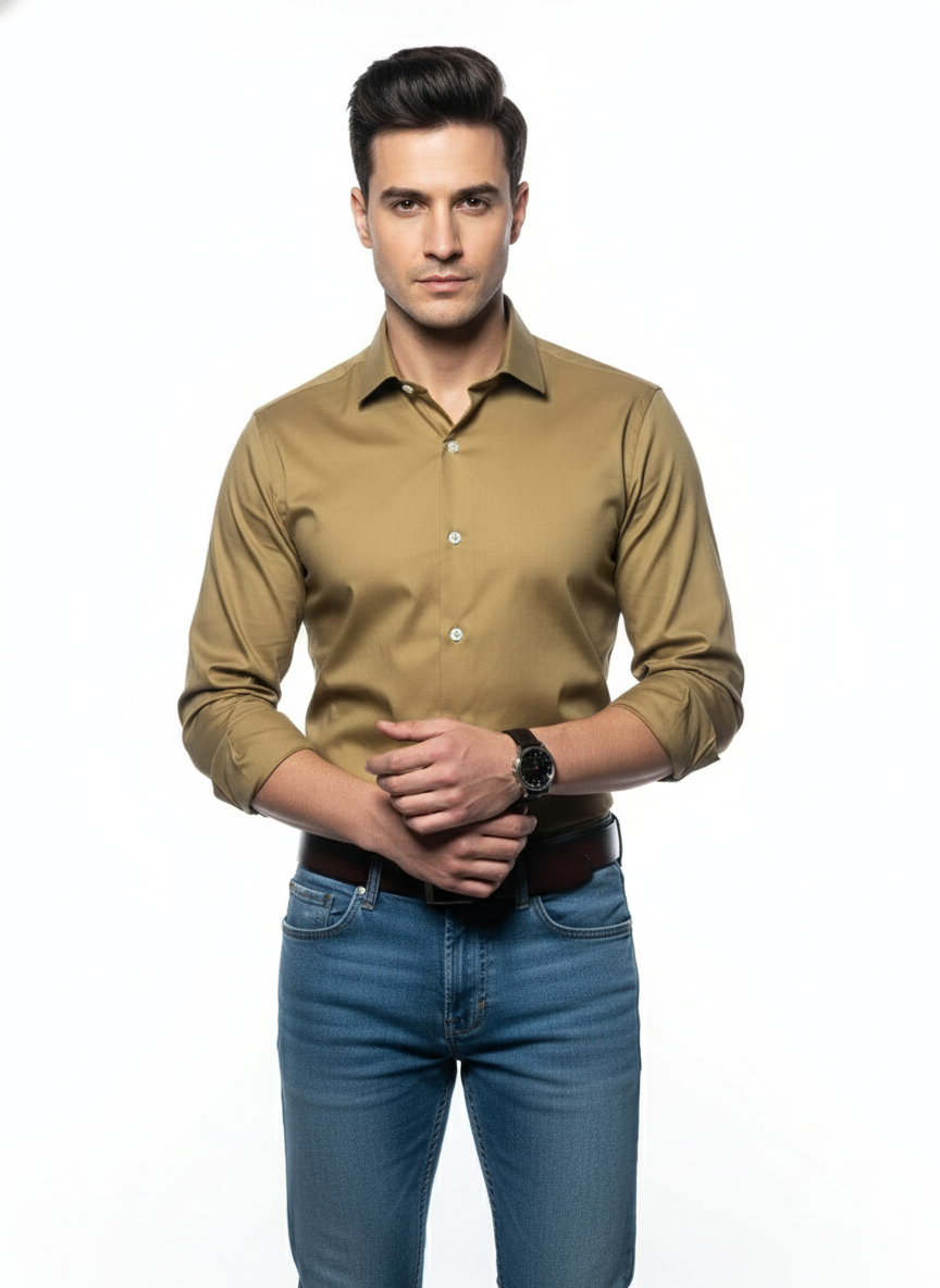 Khaki Fine Cotton Shirt F372