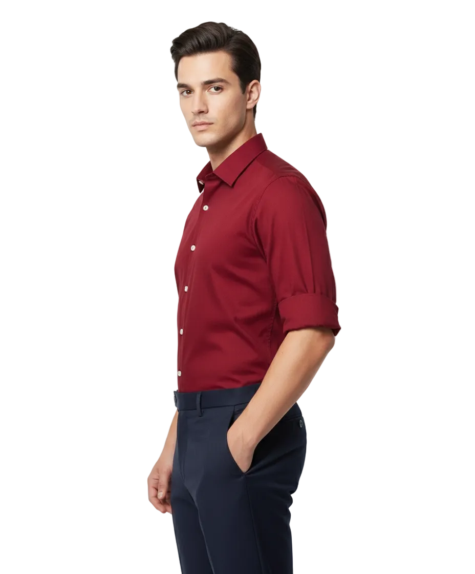 Maroon Fine Cotton Shirt - F154