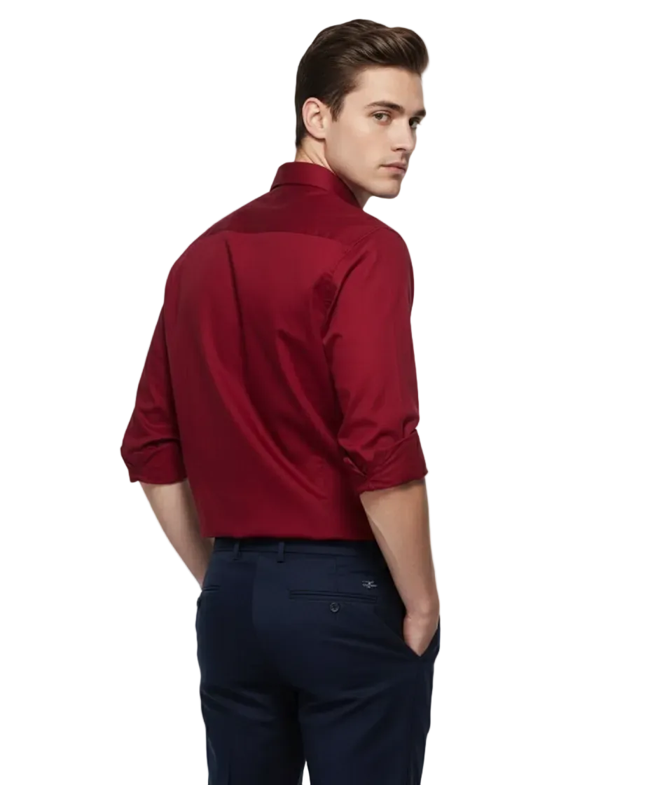 Maroon Fine Cotton Shirt - F154