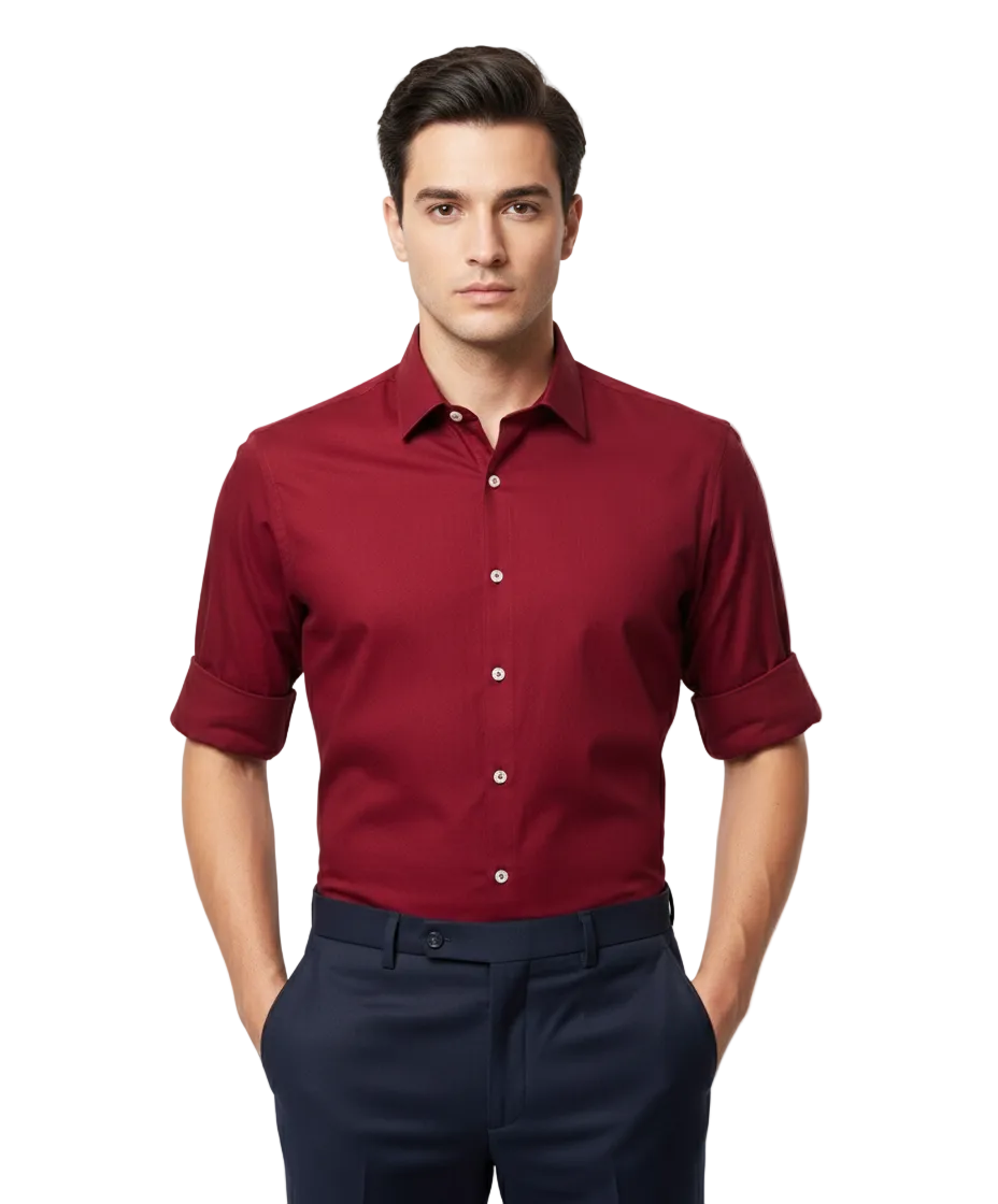 Maroon Fine Cotton Shirt - F154