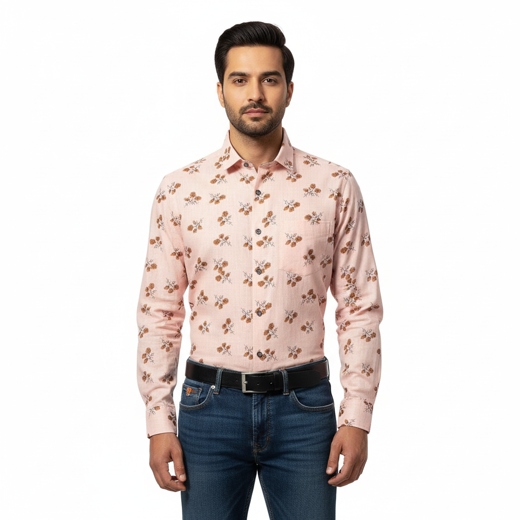 Light Pink Floral Printed Shirt