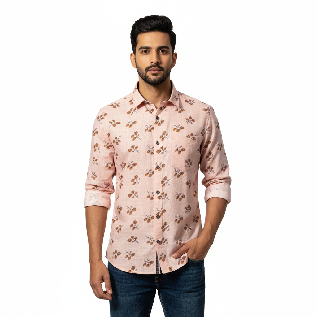 Light Pink Floral Printed Shirt