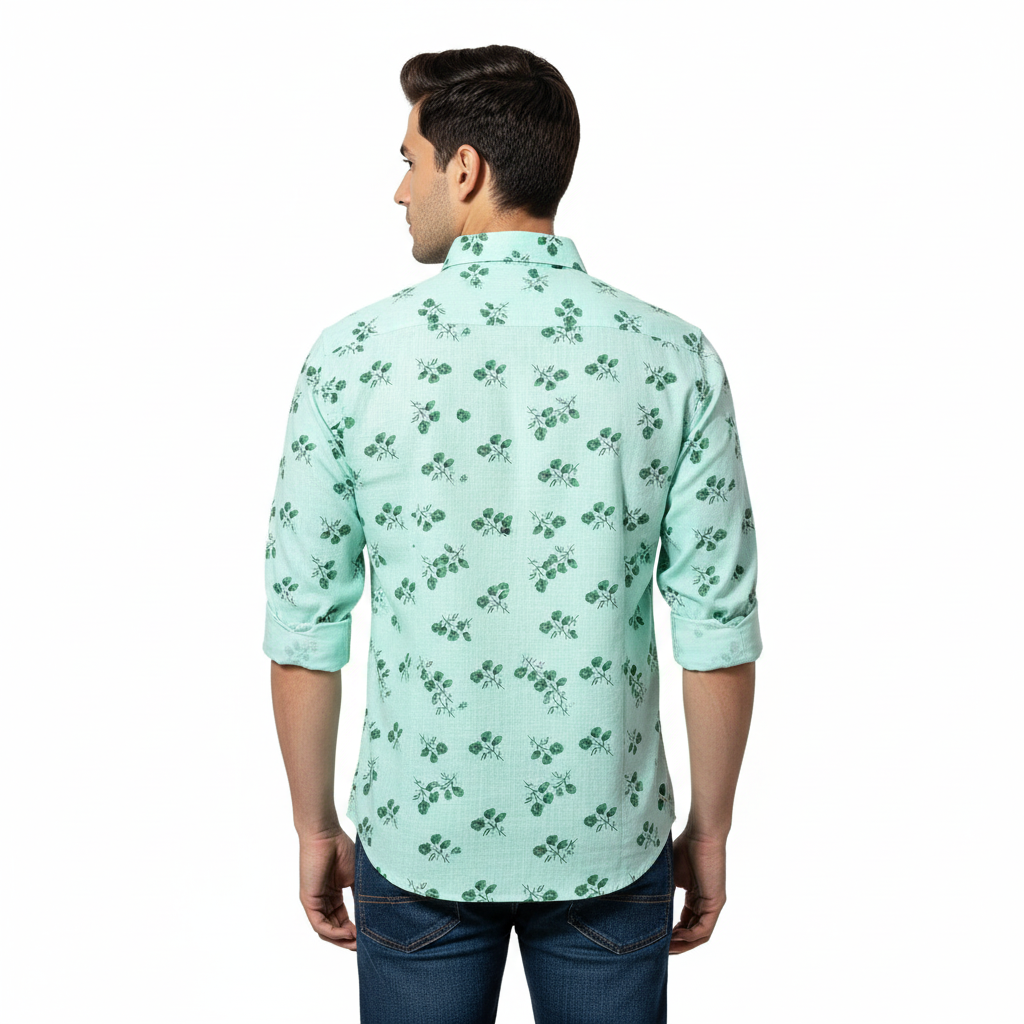 Mint Green Floral Printed Shirt P115