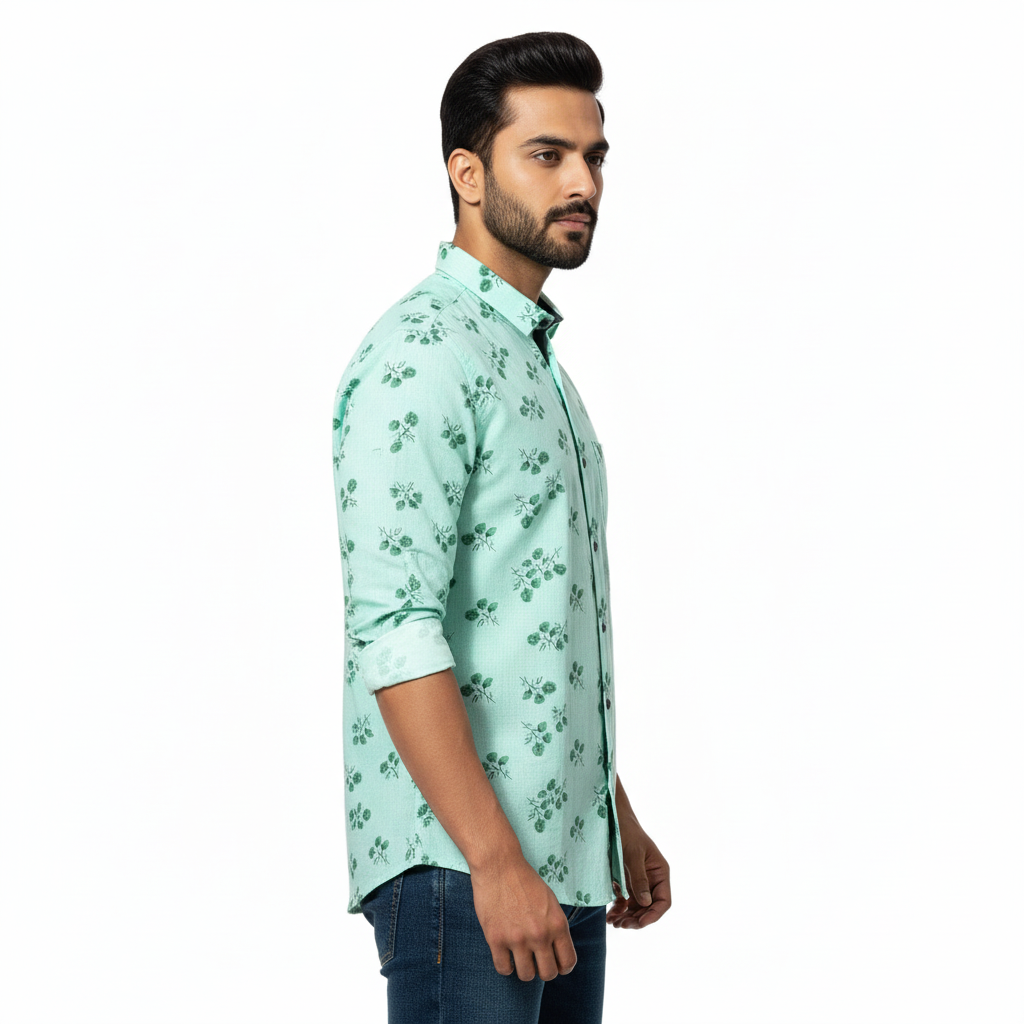 Mint Green Floral Printed Shirt
