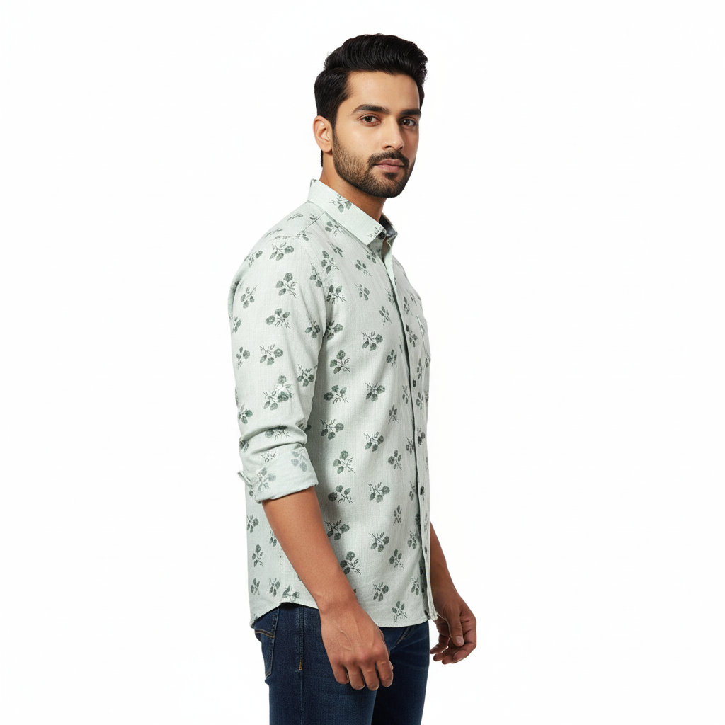 Grey Floral Printed Shirt